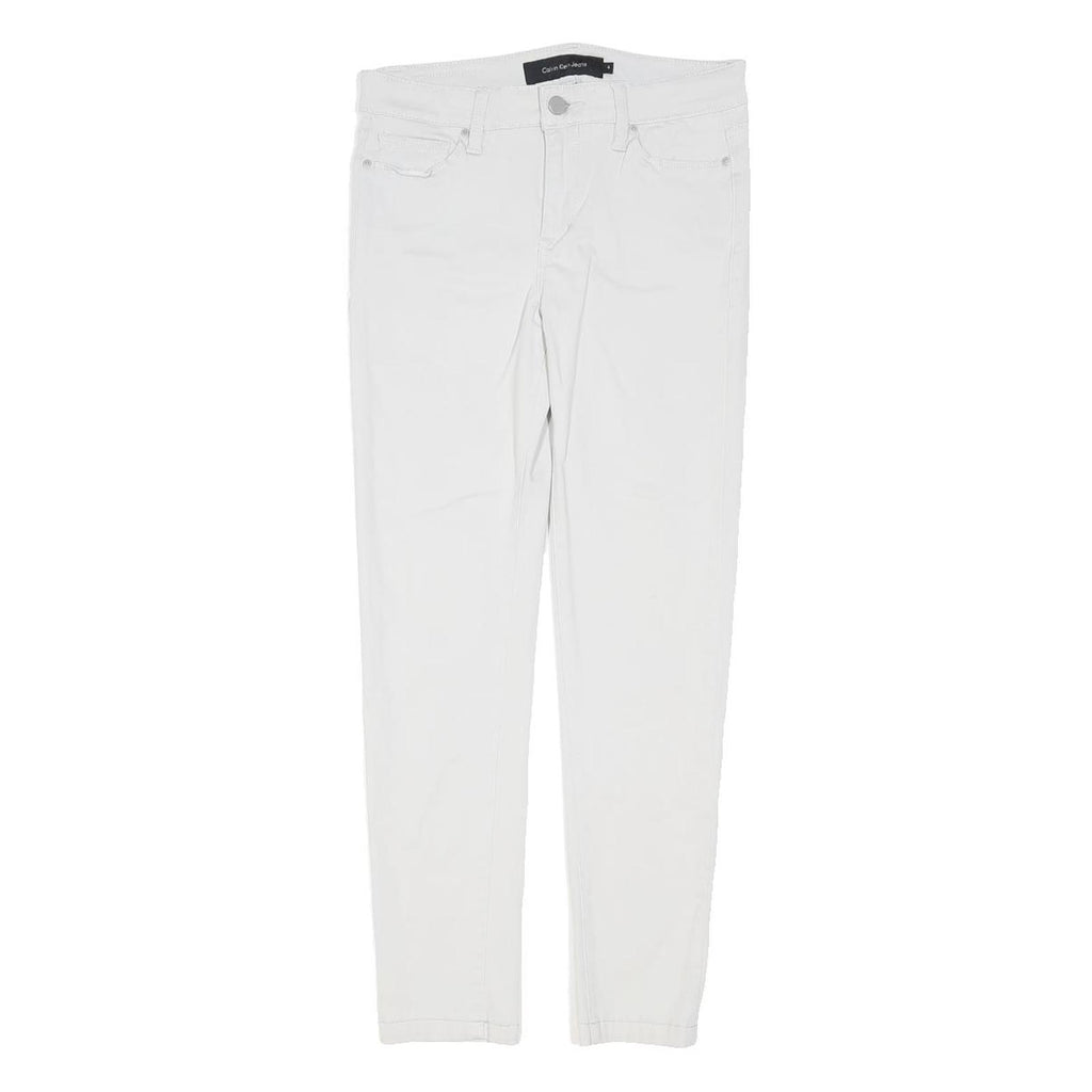 CALVIN KLEIN JEANS Womens Cotton Blend White Slim Skinny Trousers W28 L27