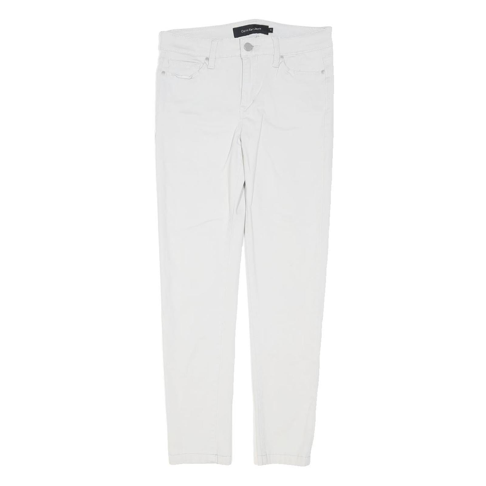 CALVIN KLEIN JEANS Womens Cotton Blend White Slim Skinny Trousers W28 L27