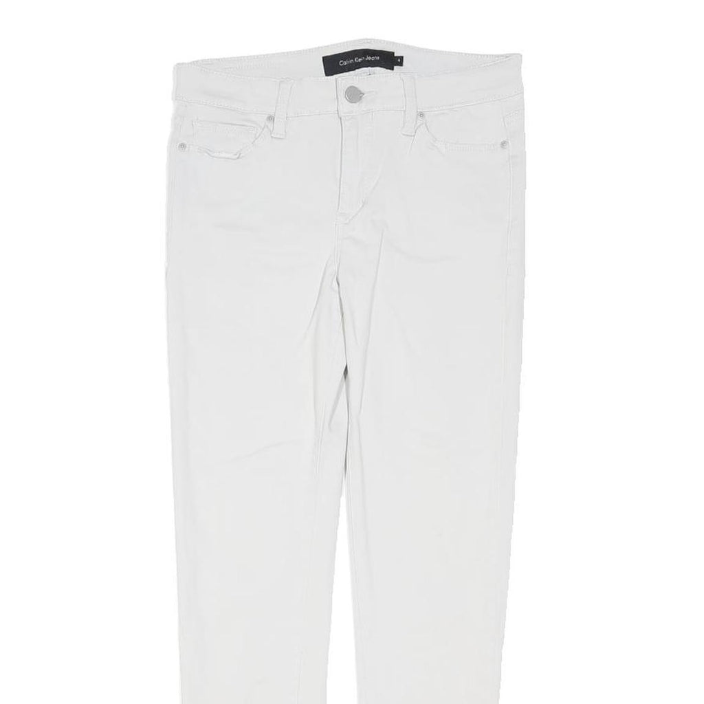 CALVIN KLEIN JEANS Womens Cotton Blend White Slim Skinny Trousers W28 L27