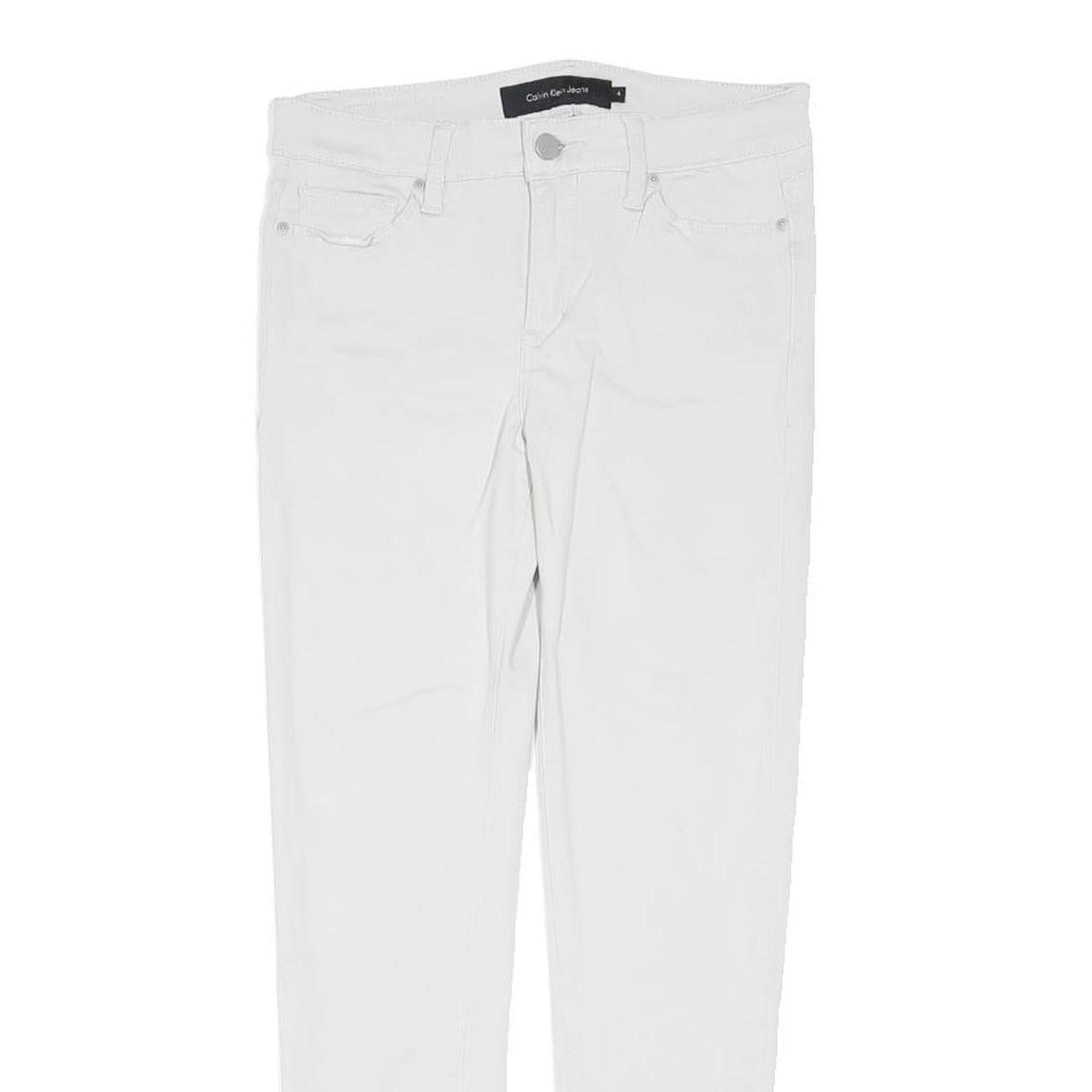 CALVIN KLEIN JEANS Womens Cotton Blend White Slim Skinny Trousers W28 L27
