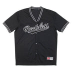 FSBN Reckless Baseball Mens Jersey Black USA Button Neck S