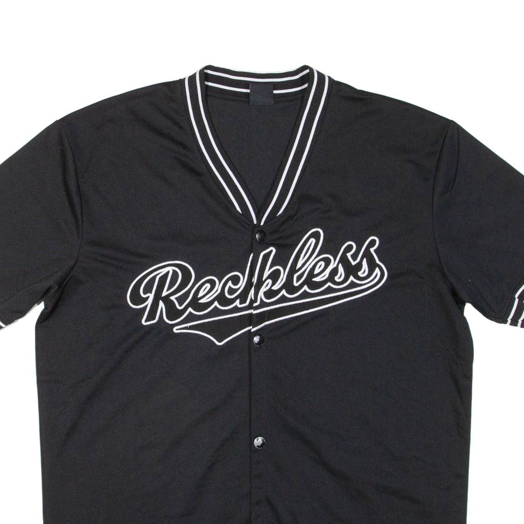 FSBN Reckless Baseball Mens Jersey Black USA Button Neck S