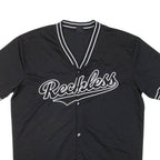 FSBN Reckless Baseball Mens Jersey Black USA Button Neck S