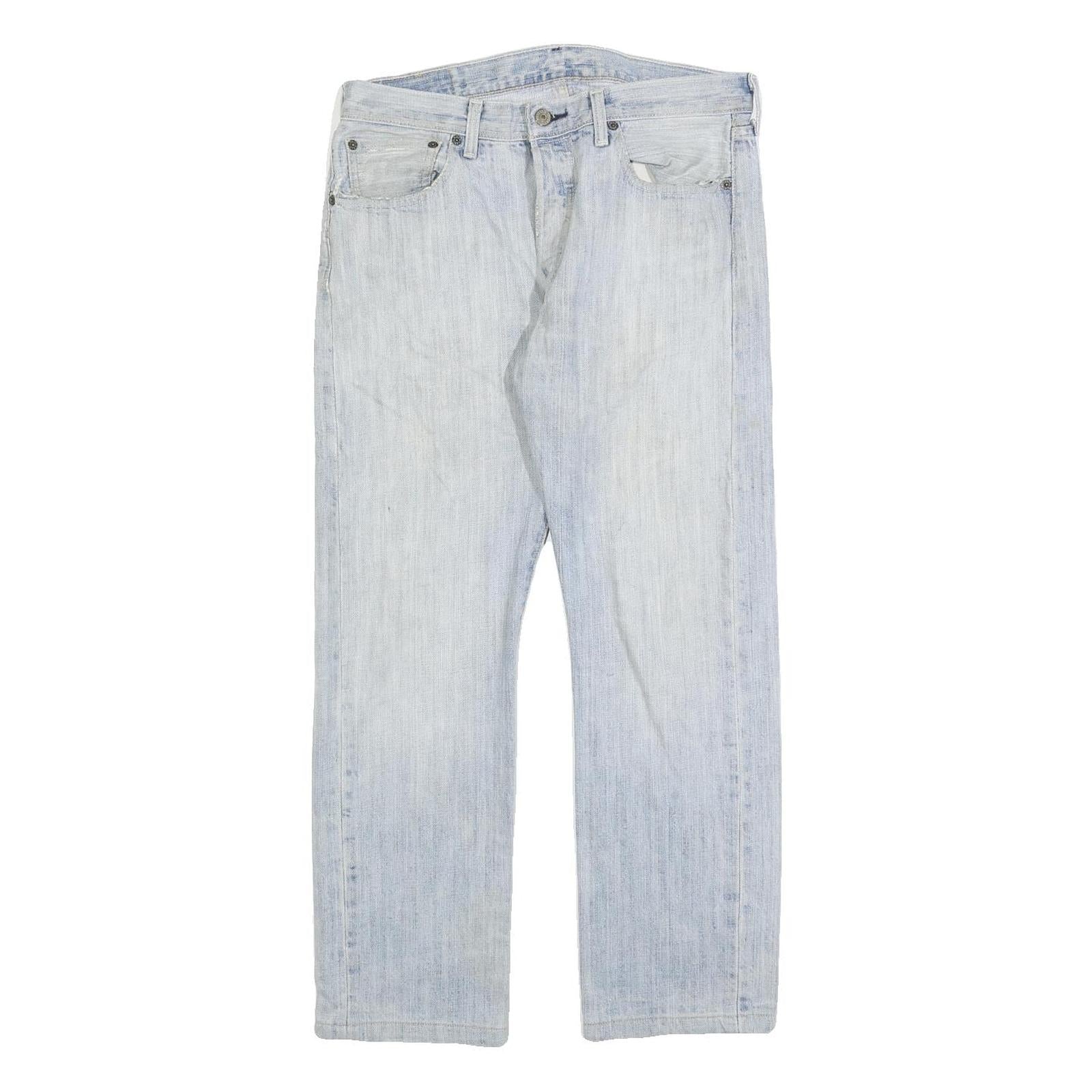 LEVI'S 501 Mens Jeans Blue Regular Straight Denim Light W32 L27 Button Cotton