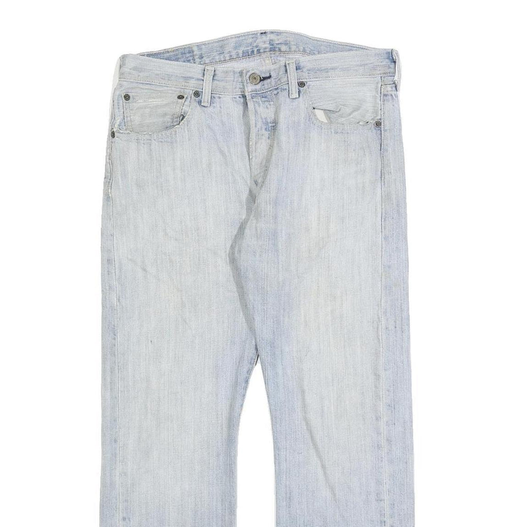 LEVI'S 501 Mens Jeans Blue Regular Straight Denim Light W32 L27 Button Cotton