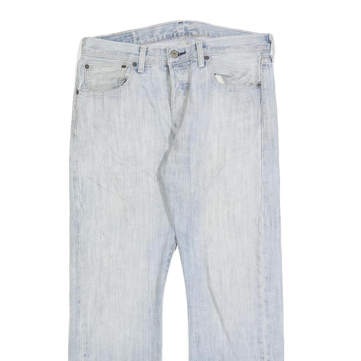 LEVI'S 501 Mens Jeans Blue Regular Straight Denim Light W32 L27 Button Cotton