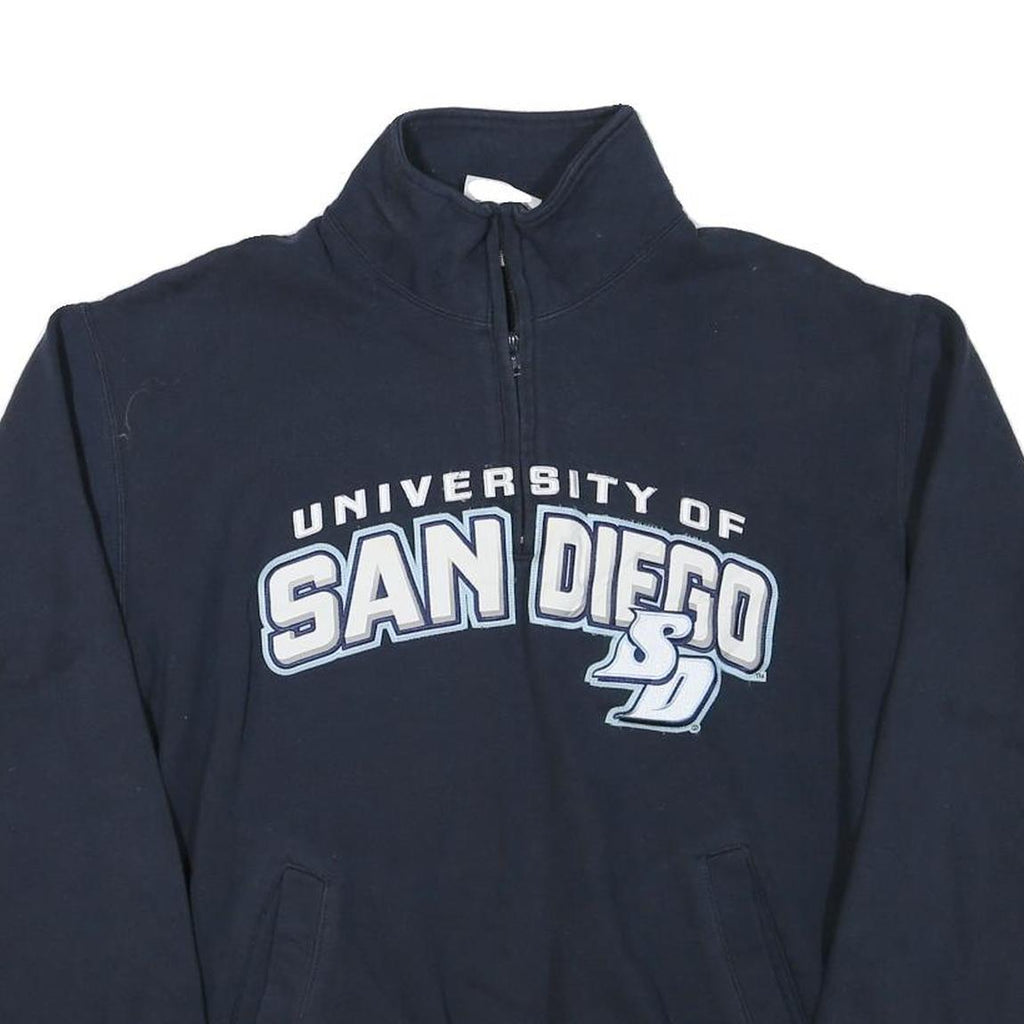 CHAMPION Mens Navy University Of San Diego 1/4 Zip Sweatshirt L Pullover Cotton
