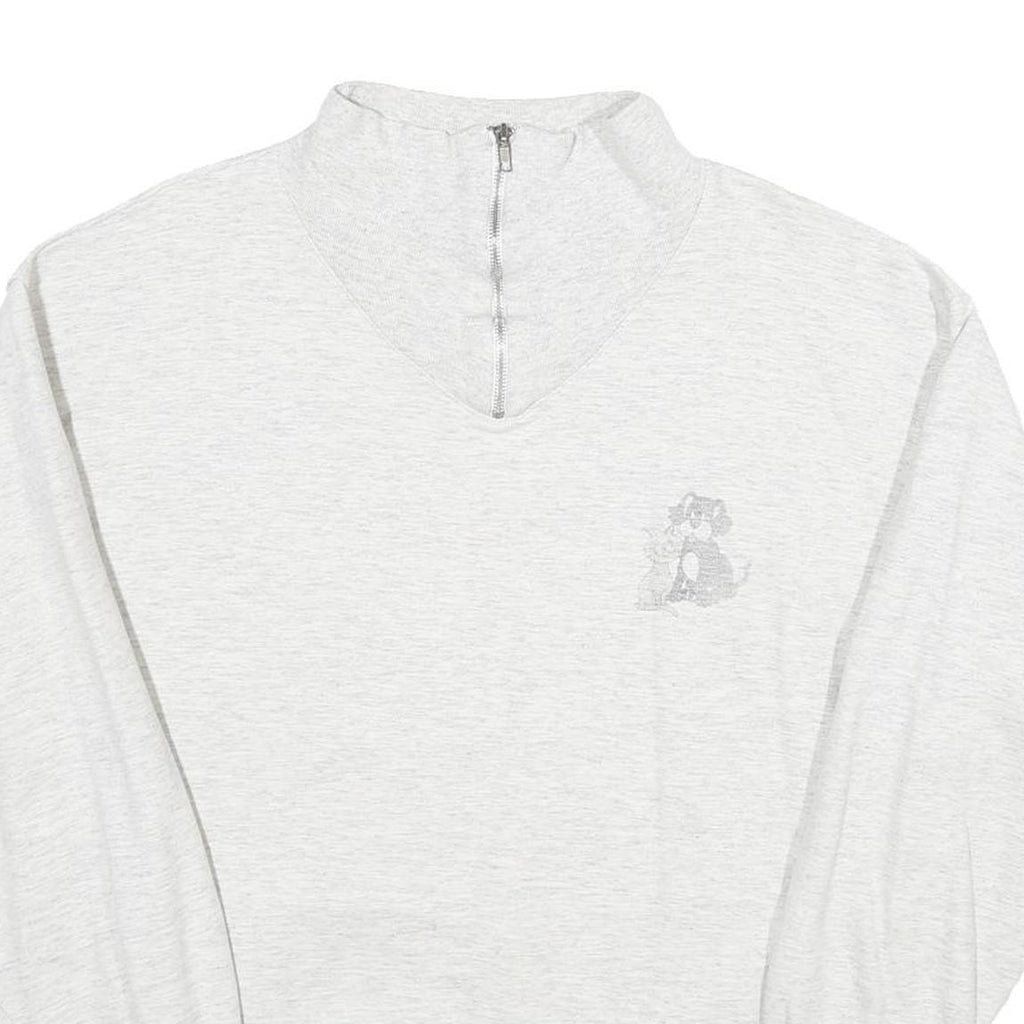 PROMODORO Mens Light Grey 1/4 Zip Sweatshirt L Cotton Pullover Casual