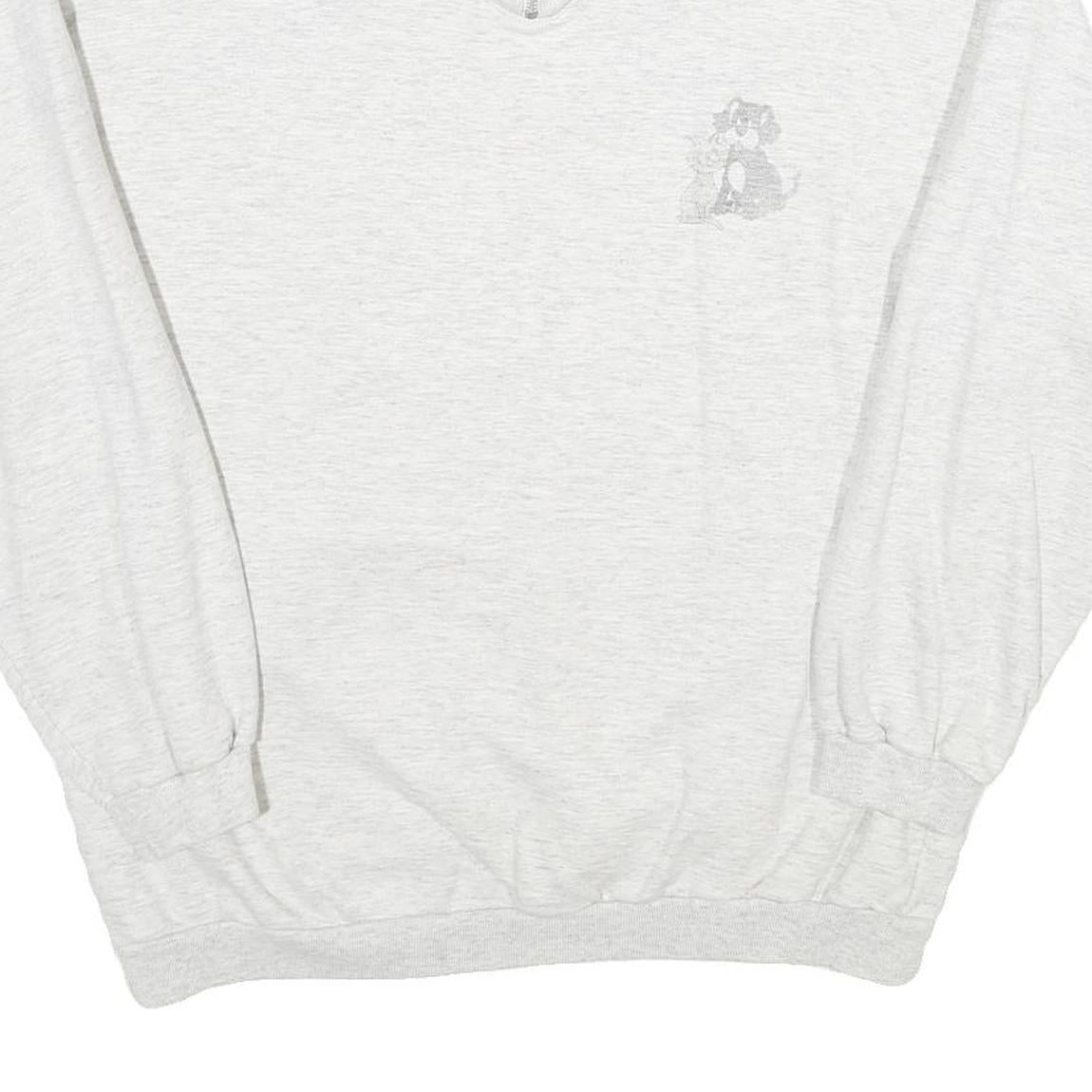 PROMODORO Mens Light Grey 1/4 Zip Sweatshirt L Cotton Pullover Casual