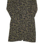 Womens Black & Beige Printed Day Polyester Dress S Abstract Pattern Long Sleeve