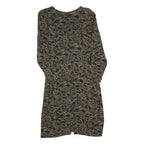 Womens Black & Beige Printed Day Polyester Dress S Abstract Pattern Long Sleeve