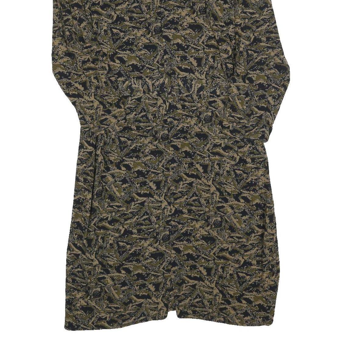 Womens Black & Beige Printed Day Polyester Dress S Abstract Pattern Long Sleeve