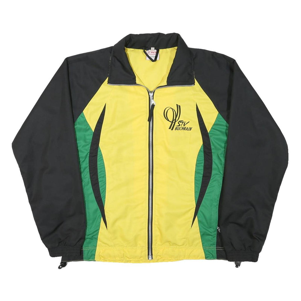 R-TEX Mens Yellow & Green Colourblock Zip Jacket M Polyester Blend Sports Logo