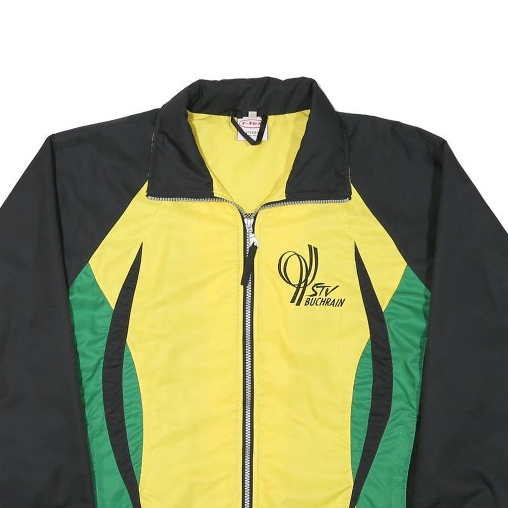 R-TEX Mens Yellow & Green Colourblock Zip Jacket M Polyester Blend Sports Logo