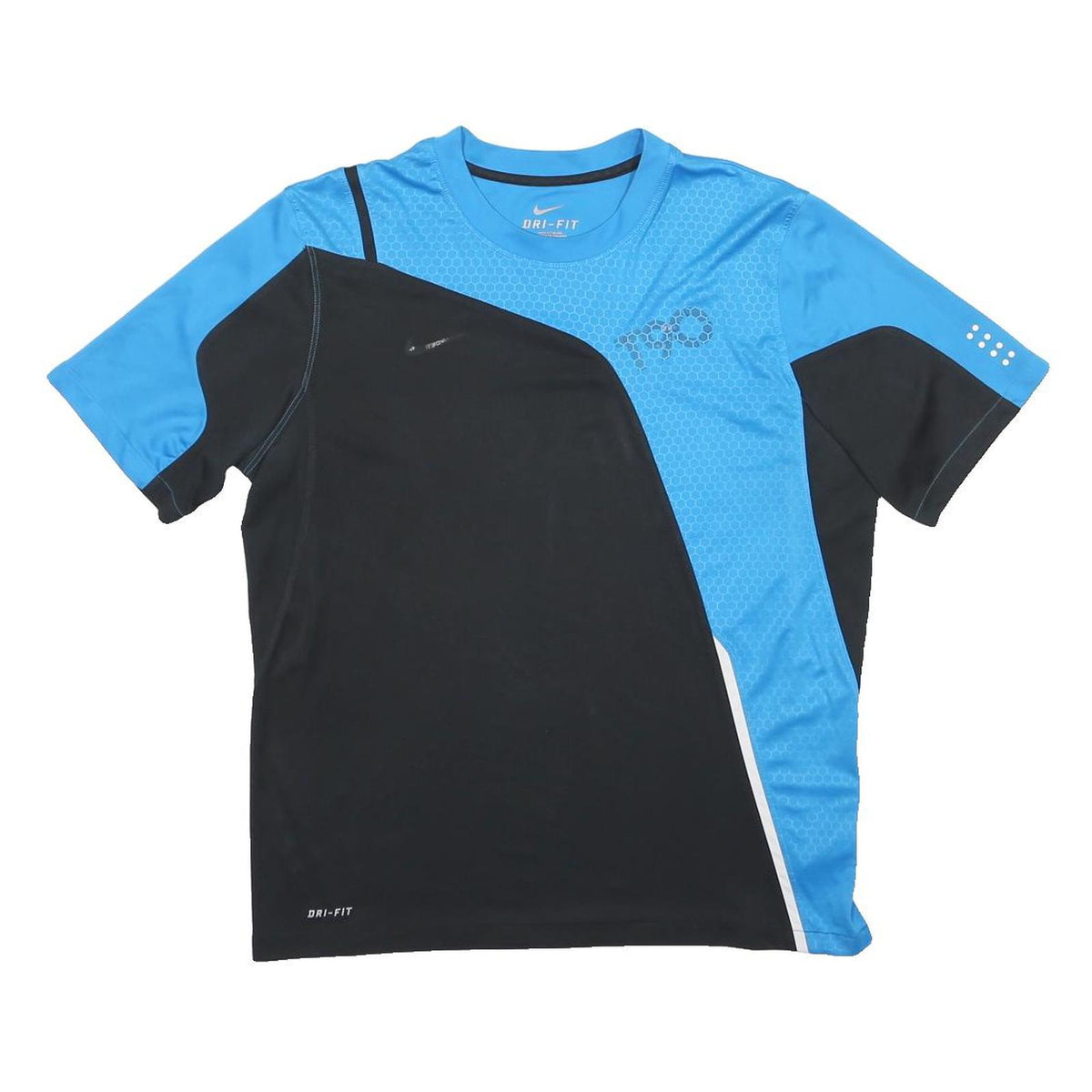 NIKE Mens Black & Blue Graphic T-Shirt L Short Sleeve Crew Neck Dri-Fit