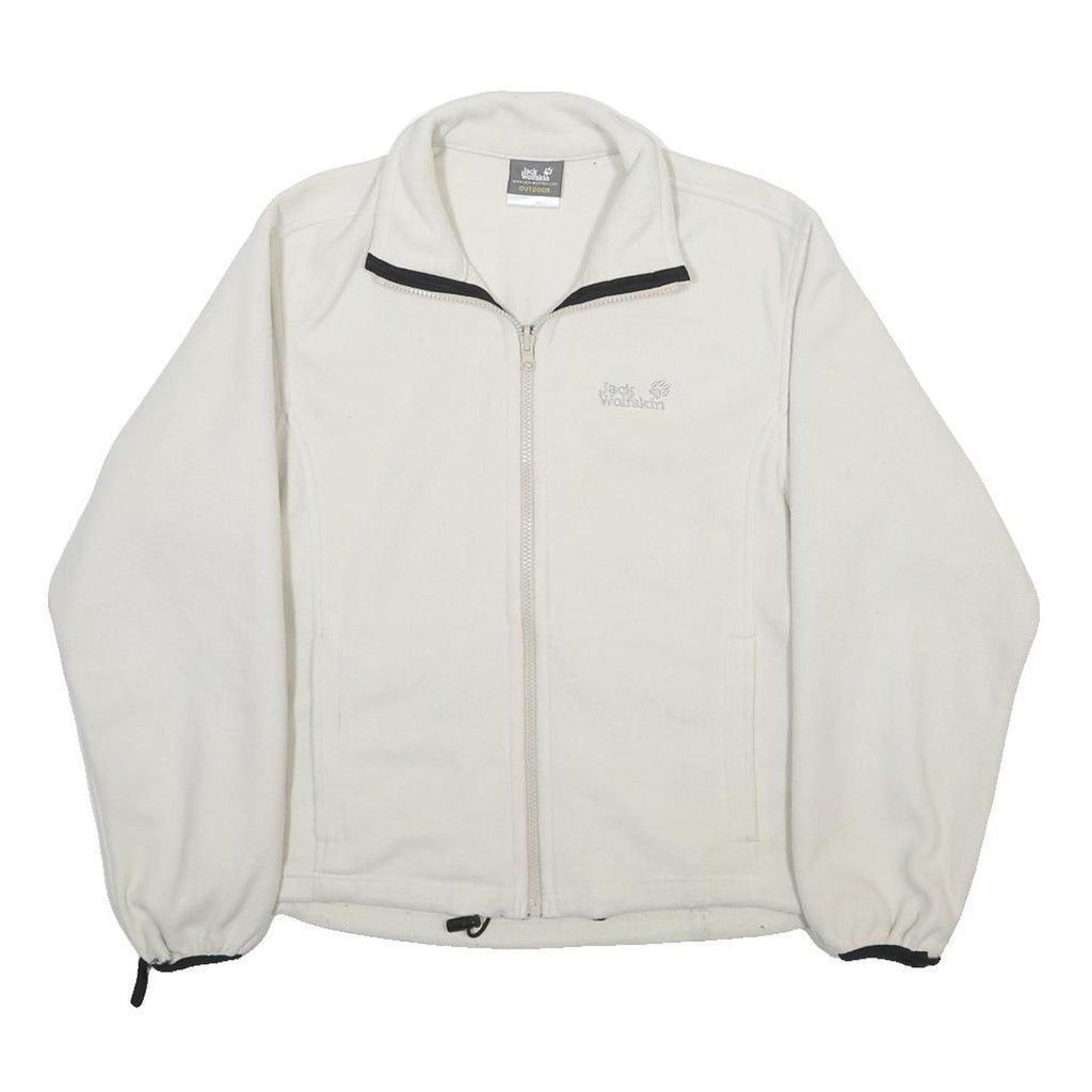 JACK WOLFSKIN Womens White Outdoor Jacket M Polyester Zip Fleece Lightweight