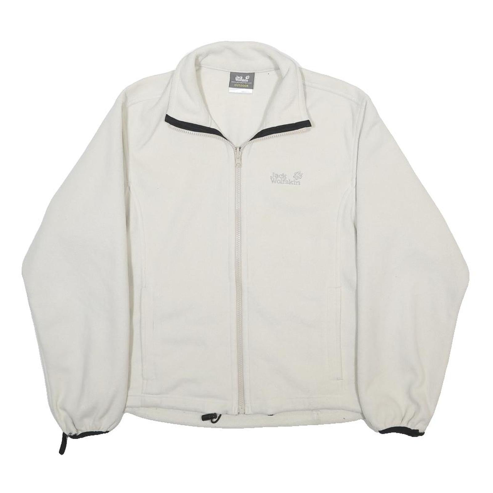 JACK WOLFSKIN Womens White Outdoor Jacket M Polyester Zip Fleece Lightweight