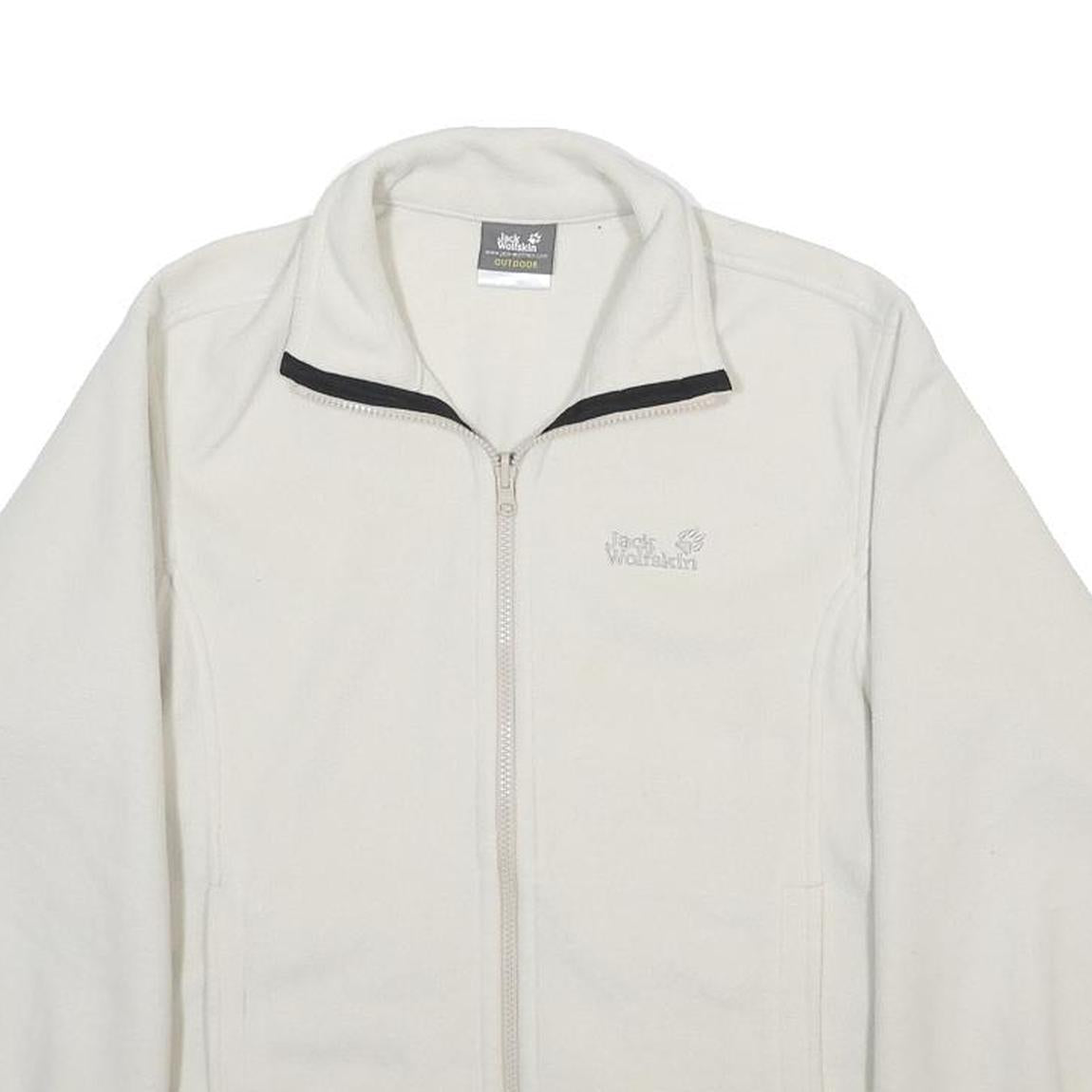 JACK WOLFSKIN Womens White Outdoor Jacket M Polyester Zip Fleece Lightweight