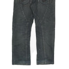 HUO CHE TOU Mens Jeans Black Regular Straight Denim Medium W30 L26 Embroidered