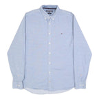 TOMMY HILFIGER Mens Blue Button-Down Shirt XL Classic Cotton Long Sleeve Smart