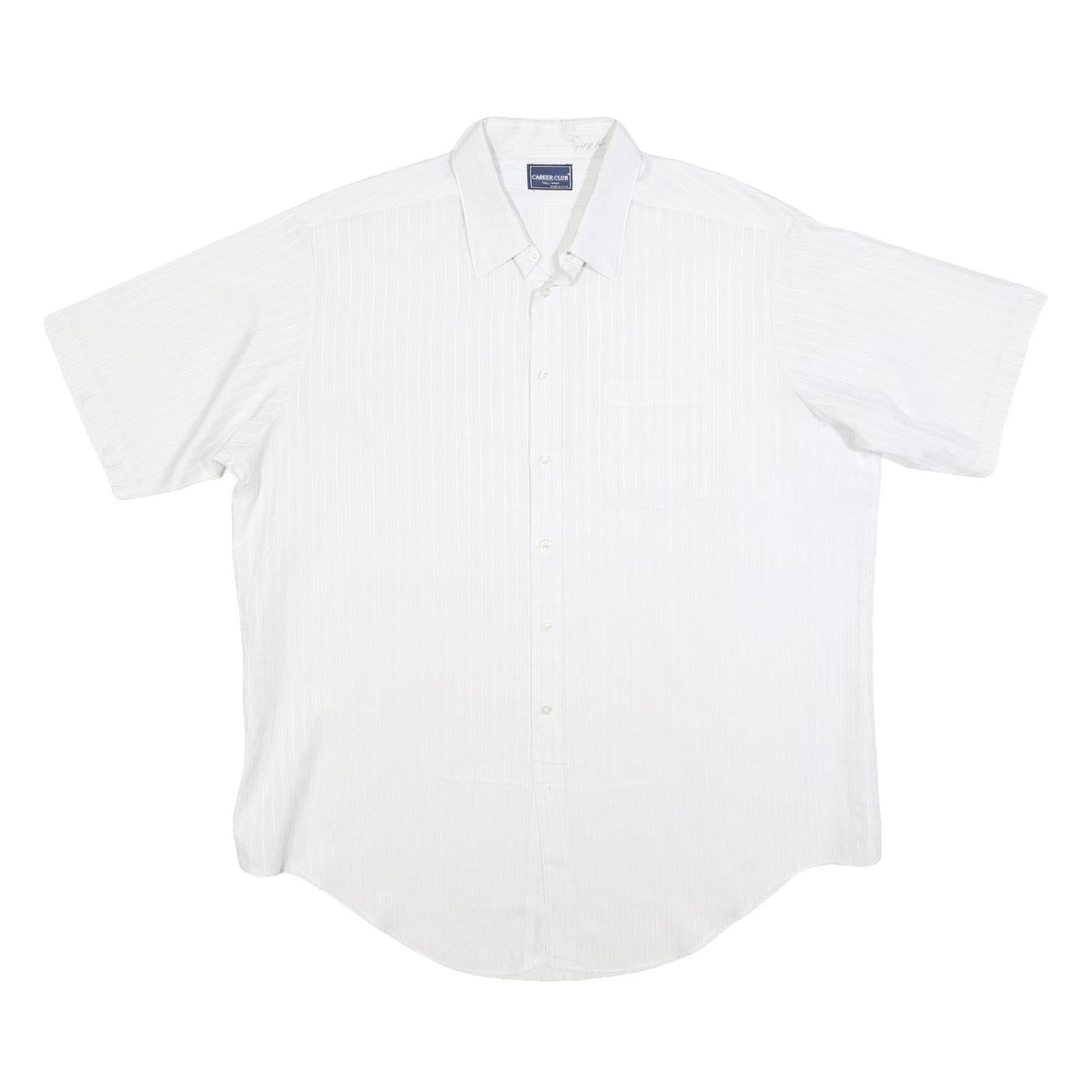CAREER CLUB Mens White Stripe Shirt XL Polyester Blend Casual Button Front
