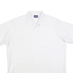 CAREER CLUB Mens White Stripe Shirt XL Polyester Blend Casual Button Front