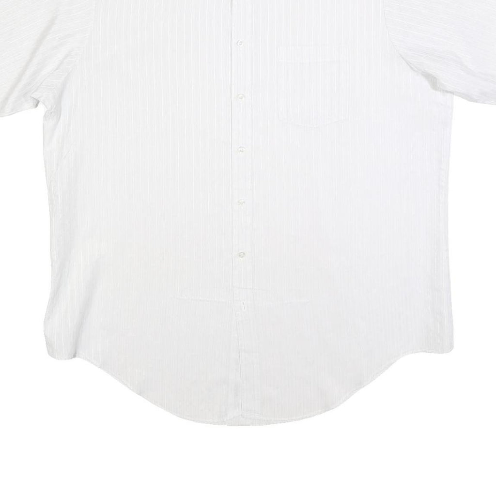 CAREER CLUB Mens White Stripe Shirt XL Polyester Blend Casual Button Front
