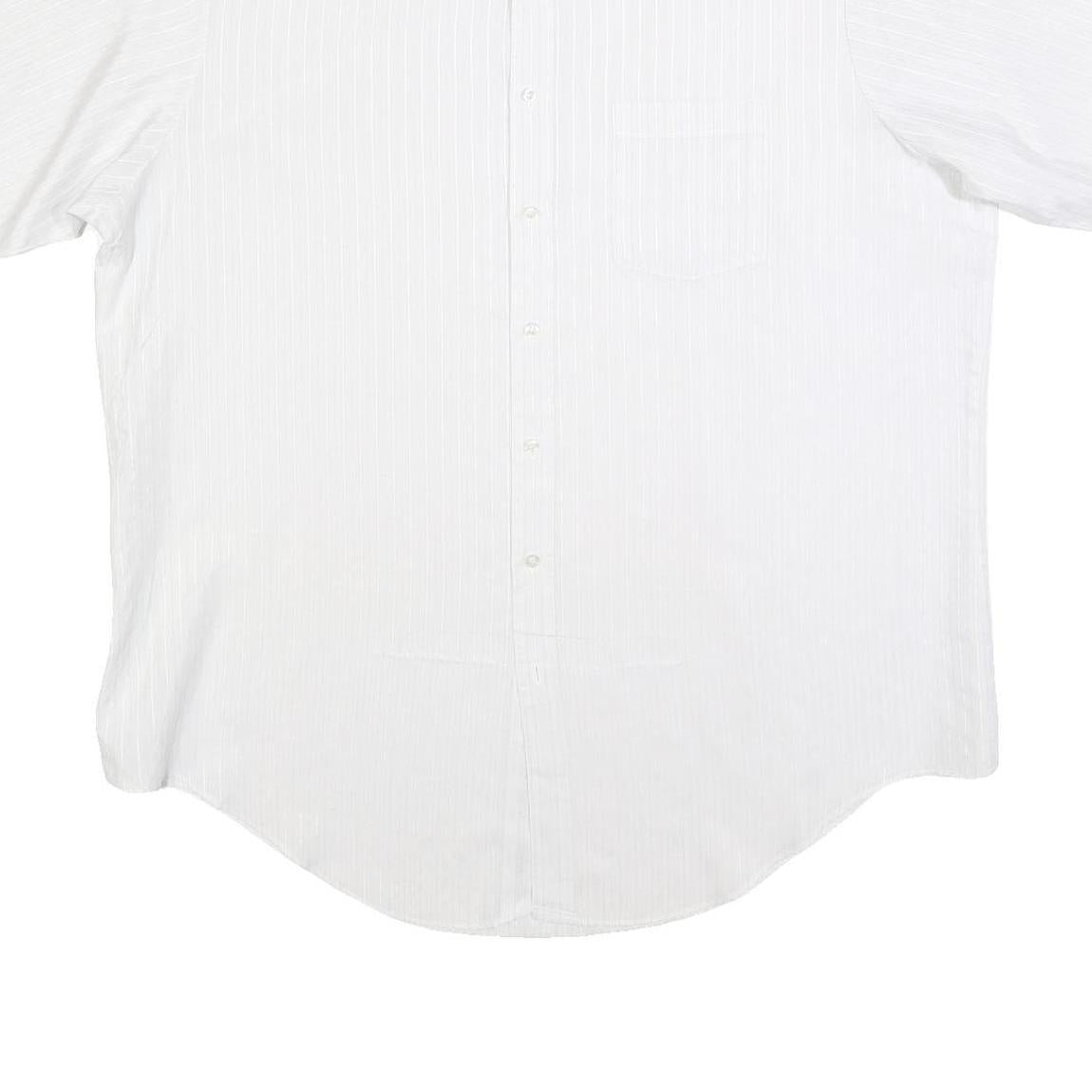 CAREER CLUB Mens White Stripe Shirt XL Polyester Blend Casual Button Front