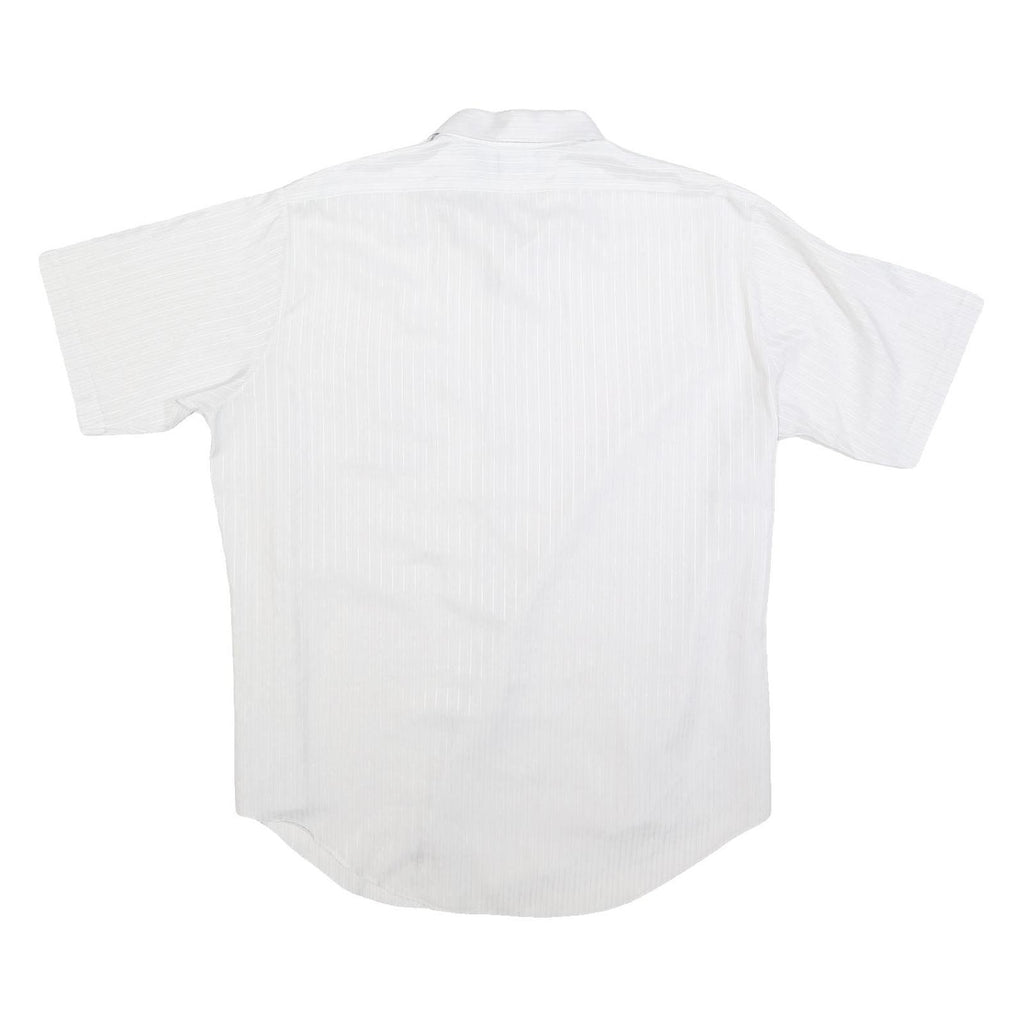CAREER CLUB Mens White Stripe Shirt XL Polyester Blend Casual Button Front