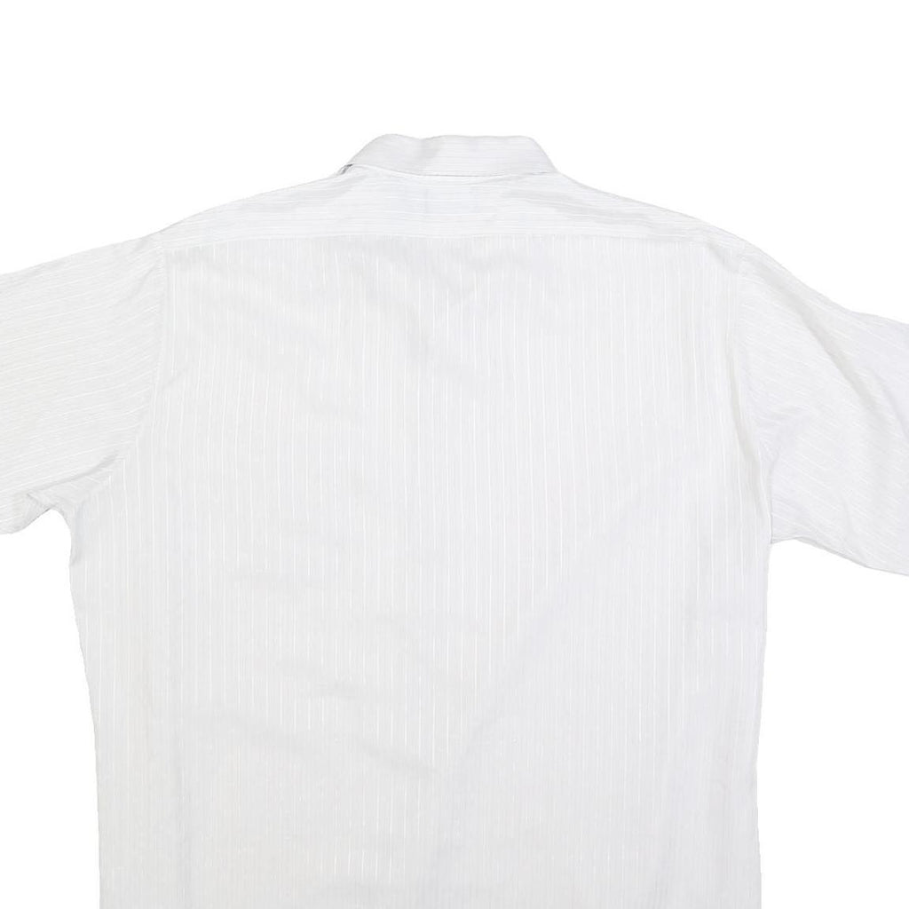 CAREER CLUB Mens White Stripe Shirt XL Polyester Blend Casual Button Front