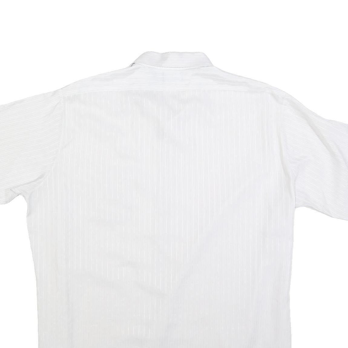 CAREER CLUB Mens White Stripe Shirt XL Polyester Blend Casual Button Front