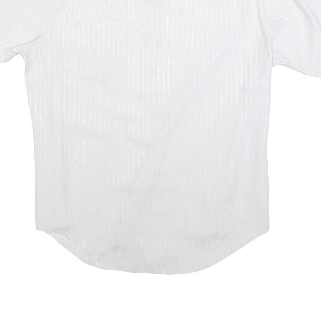 CAREER CLUB Mens White Stripe Shirt XL Polyester Blend Casual Button Front