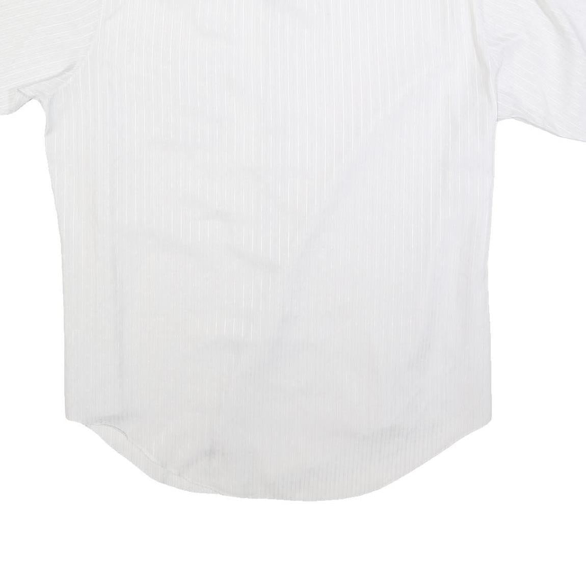 CAREER CLUB Mens White Stripe Shirt XL Polyester Blend Casual Button Front