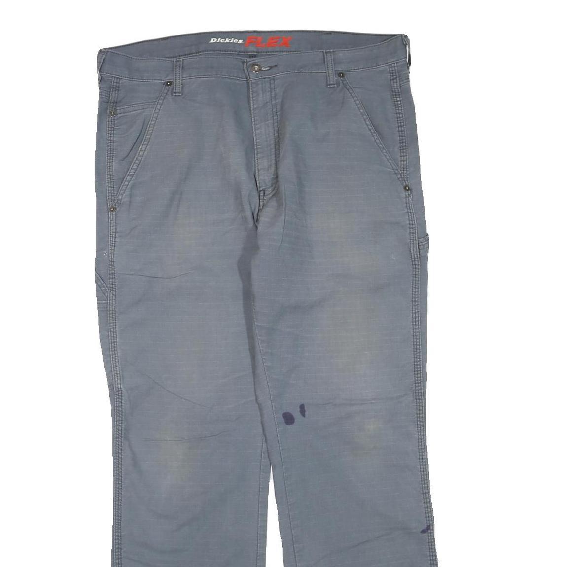 DICKIES Womens Cotton Blend Grey Regular Straight Trousers W36 L32 Workwear Zip