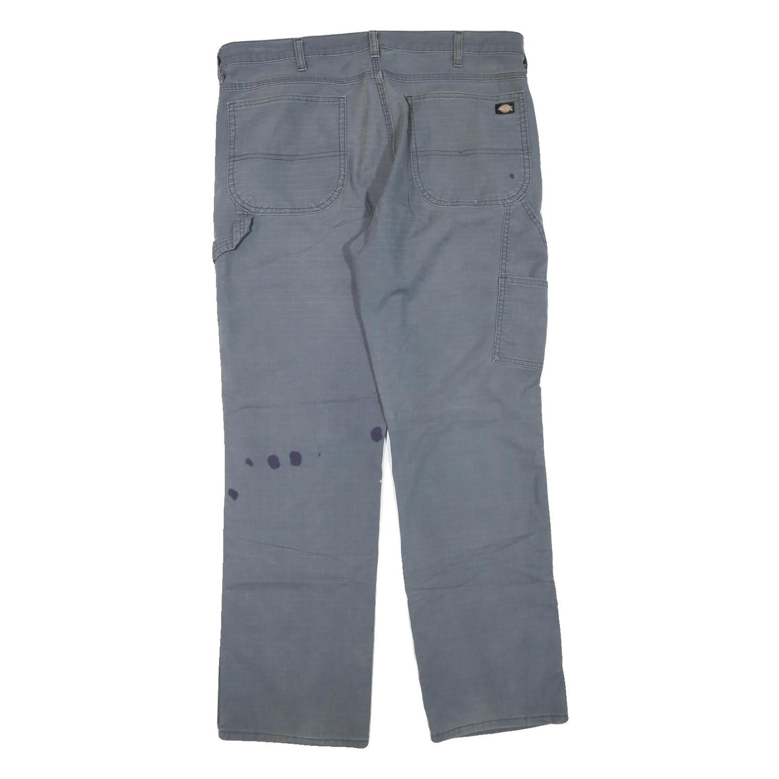 DICKIES Womens Cotton Blend Grey Regular Straight Trousers W36 L32 Workwear Zip