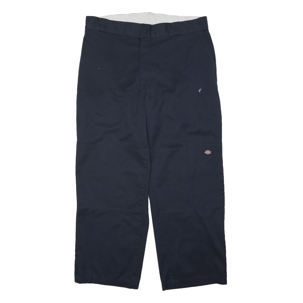 DICKIES Mens Polyester Blend Navy Regular Straight Trousers W38 L30 Workwear
