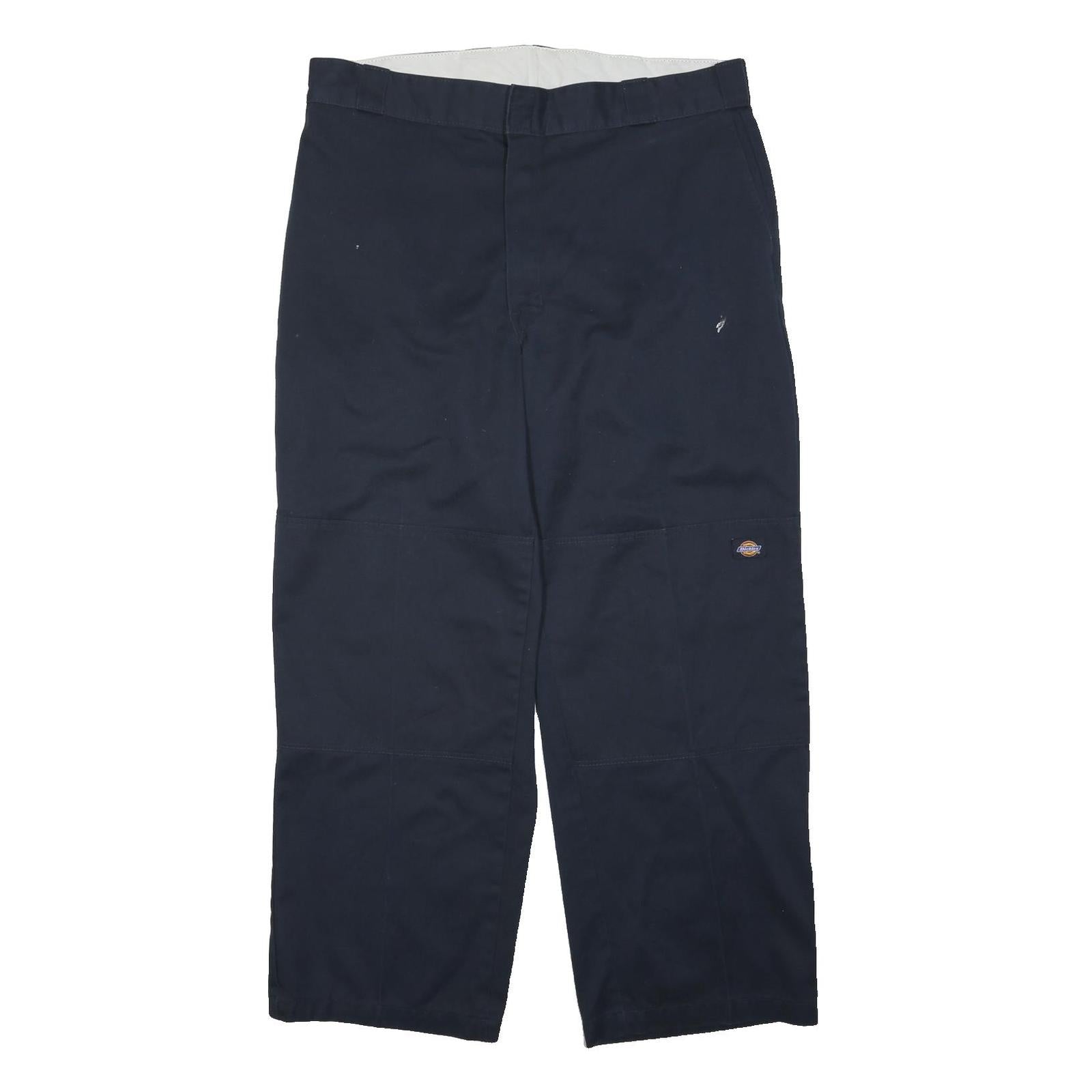 DICKIES Mens Polyester Blend Navy Regular Straight Trousers W38 L30 Workwear