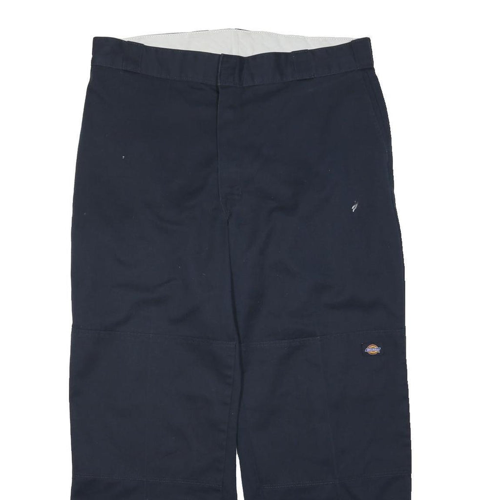 DICKIES Mens Polyester Blend Navy Regular Straight Trousers W38 L30 Workwear