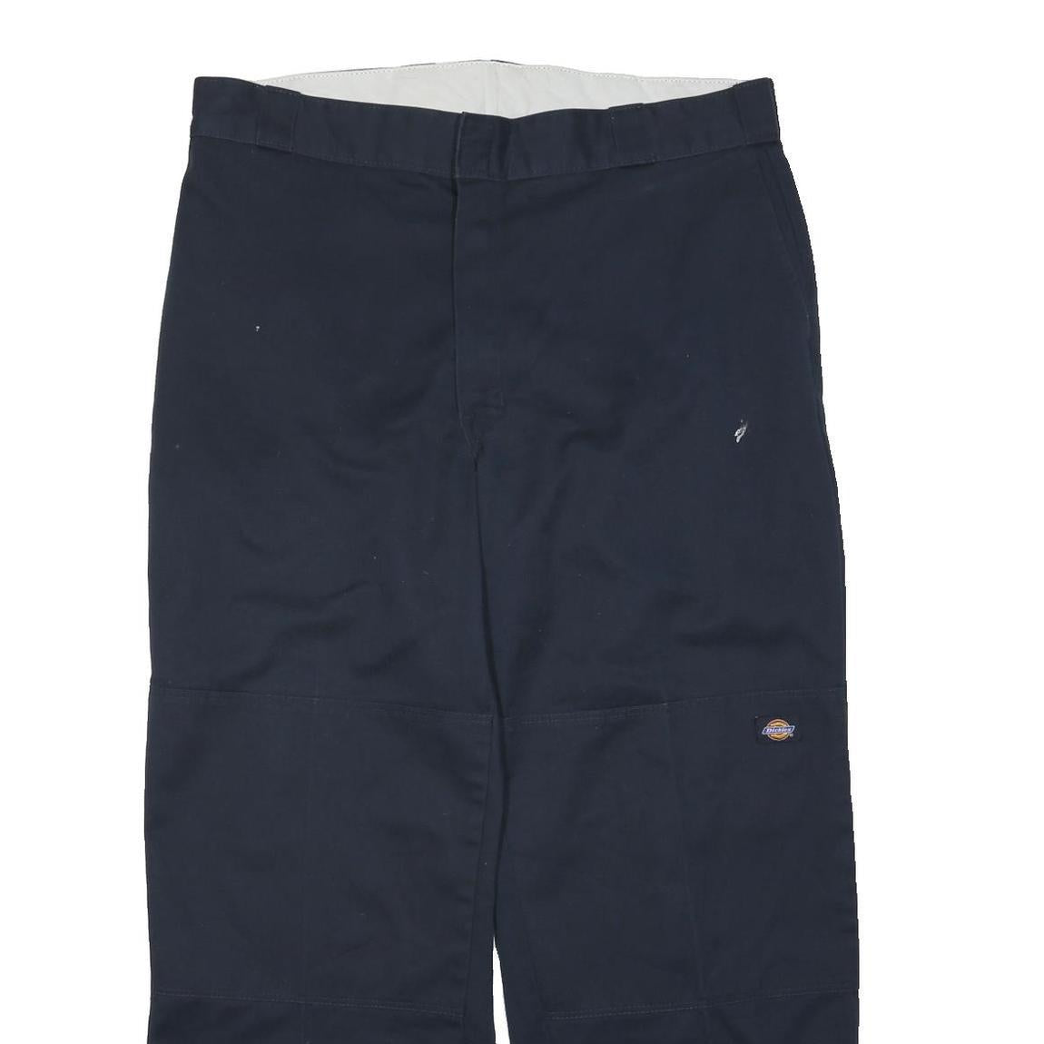 DICKIES Mens Polyester Blend Navy Regular Straight Trousers W38 L30 Workwear