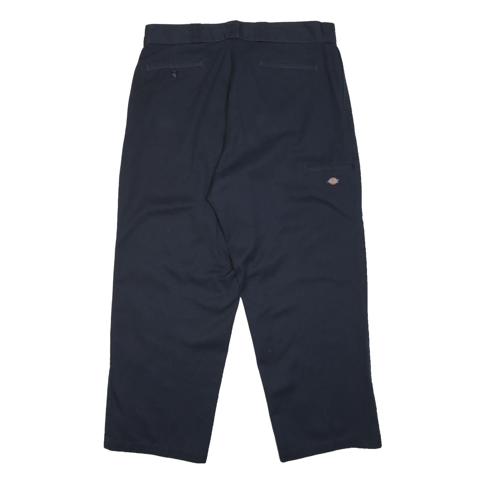 DICKIES Mens Polyester Blend Navy Regular Straight Trousers W38 L30 Workwear