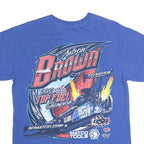 GILDAN Mens Blue Antron Brown Graphic T-Shirt M Short Sleeve Crew Neck Racing