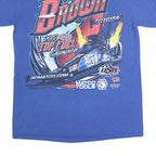 GILDAN Mens Blue Antron Brown Graphic T-Shirt M Short Sleeve Crew Neck Racing