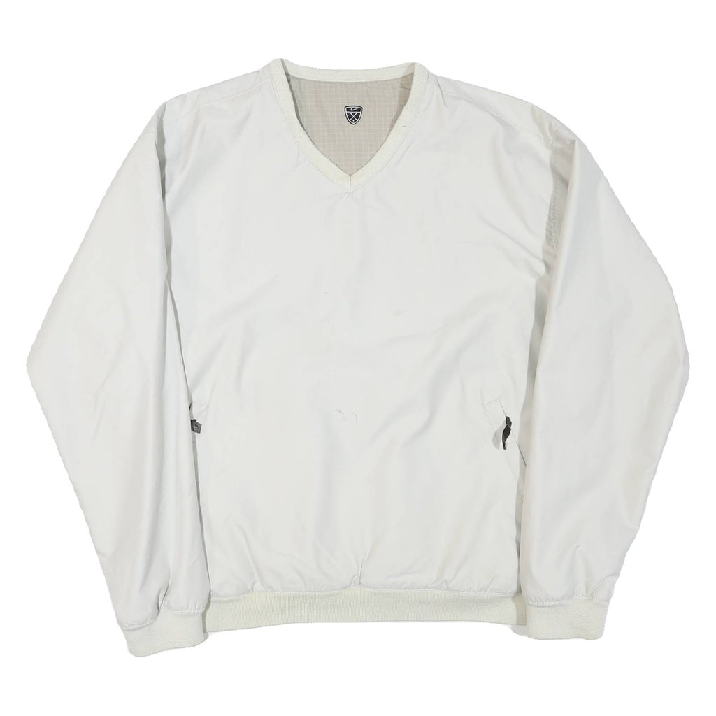 NIKE Mens White Polyester Blend V Neck Jacket XL Plain Casual Sportswear