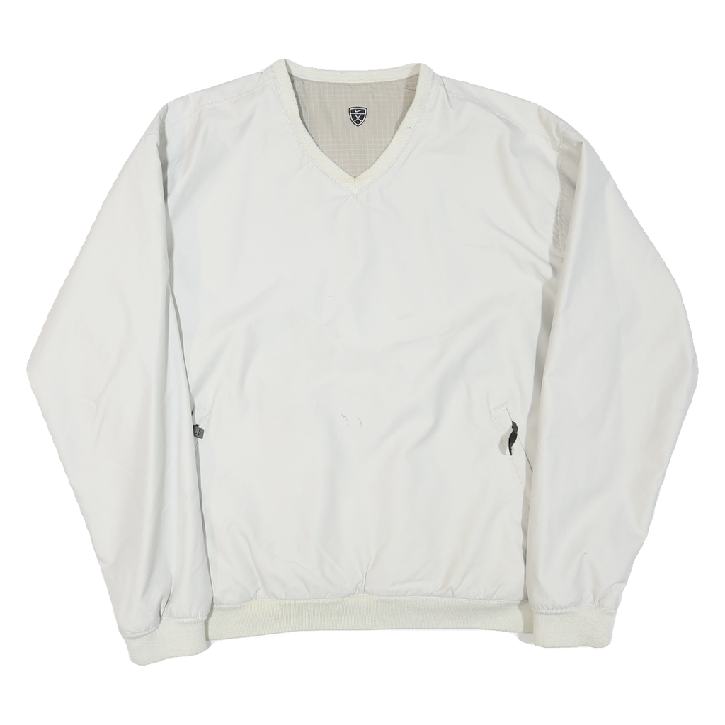 NIKE Mens White Polyester Blend V Neck Jacket XL Plain Casual Sportswear