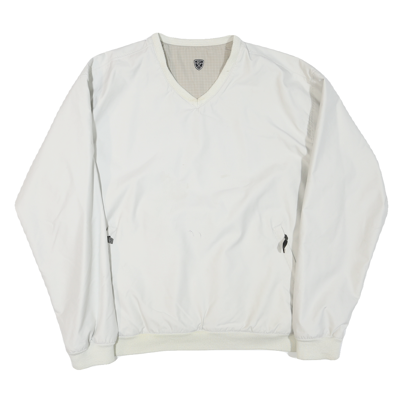 NIKE Mens White Polyester Blend V Neck Jacket XL Plain Casual Sportswear