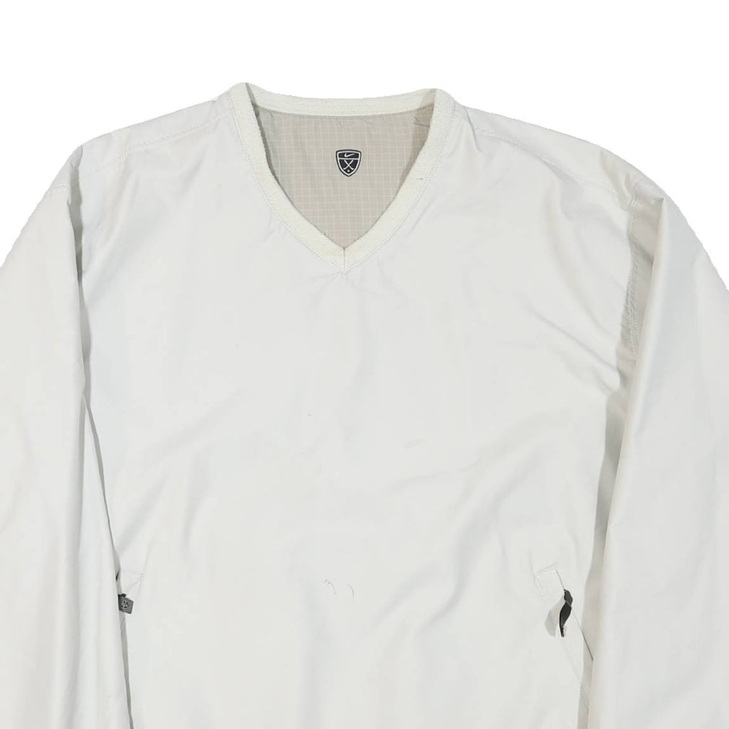 NIKE Mens White Polyester Blend V Neck Jacket XL Plain Casual Sportswear