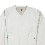 NIKE Mens White Polyester Blend V Neck Jacket XL Plain Casual Sportswear