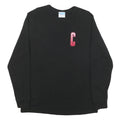 CHAMPION Mens Black Long Sleeve Crew Neck Cotton Blend L Logo T-Shirt