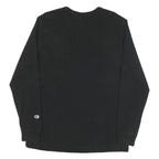 CHAMPION Mens Black Long Sleeve Crew Neck Cotton Blend L Logo T-Shirt