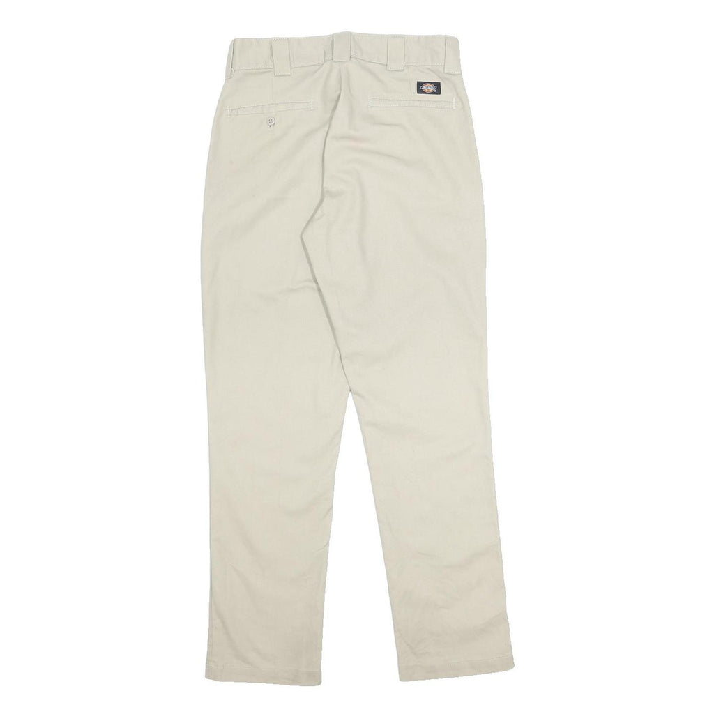 DICKIES Mens Cotton Blend Beige Slim Trousers W31 L30 Zip Casual Workwear